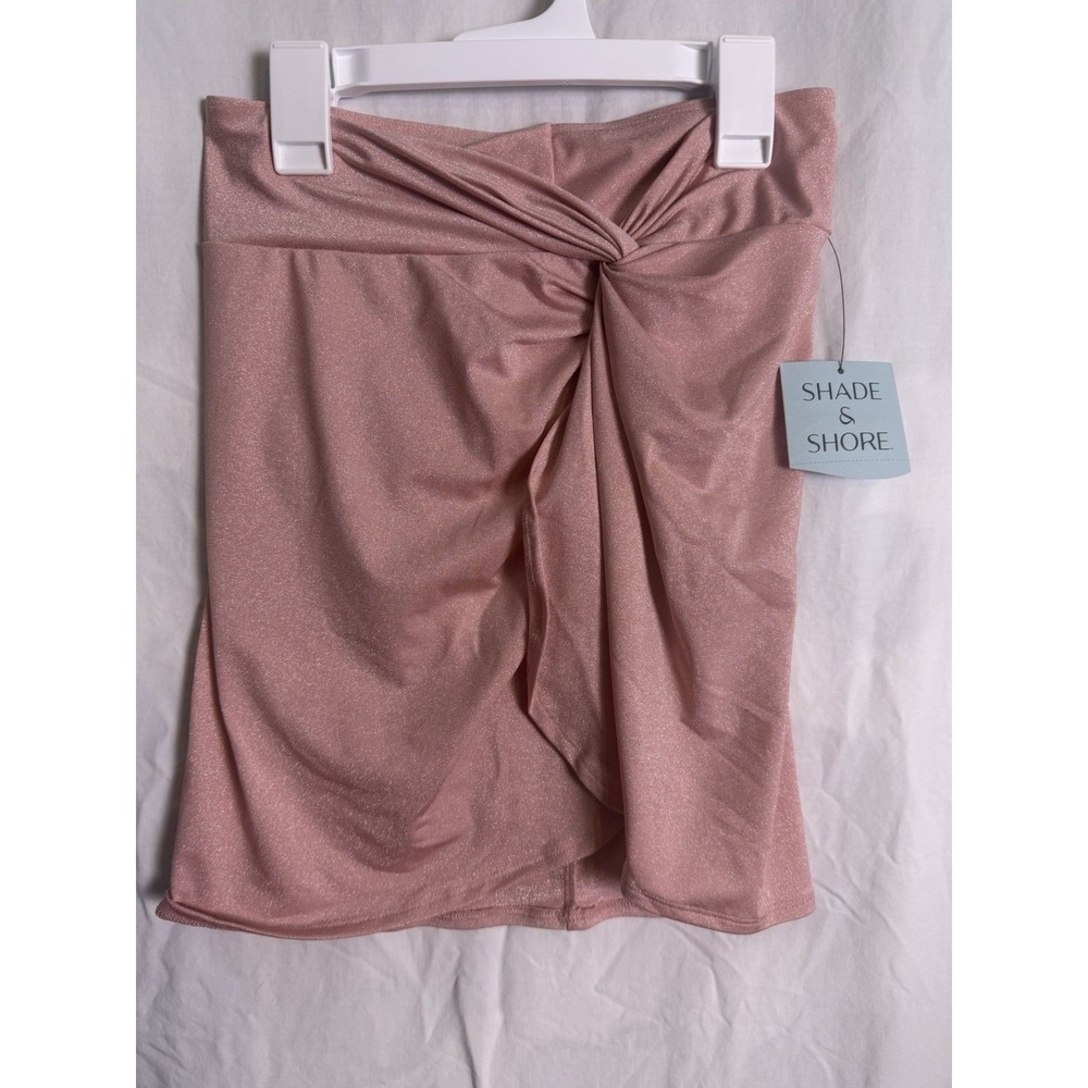 Shade Shore Women Pink Shimmer Sparkle Twist Front Swimsuit Cover Up Sz XS 0/2